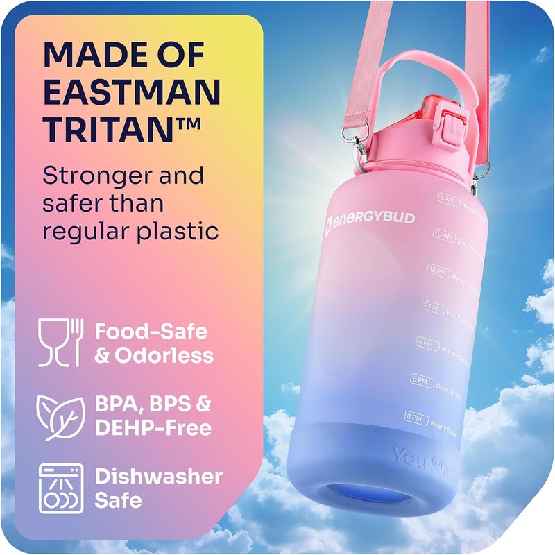 EnergyBud 1 Gallon Water Bottle with 128 oz Capacity - Motivational Time Markers for Daily Hydration Goals - Leakproof BPA Free Tritan with Removable Straw - Image 2